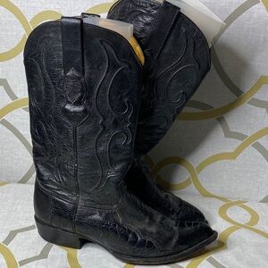 Los Altos Exotic Ostrich Leg Cowboy Boots 12 EE Classic Black